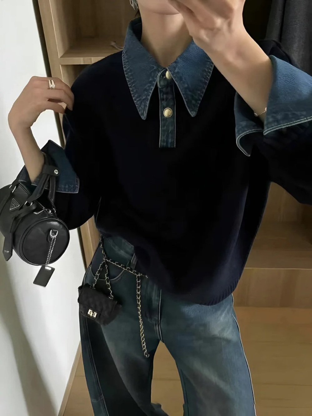 COMMENSE 2 in 1 Panel Lapel Sweater - Picture 4 of 6